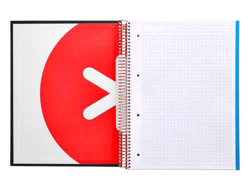 Caderno espiral din a4 antartik capa forrada 120 f 100 gr quadricula 5 mm 5 bandas de cores cor preto ,  , 74591 , 8423473745919